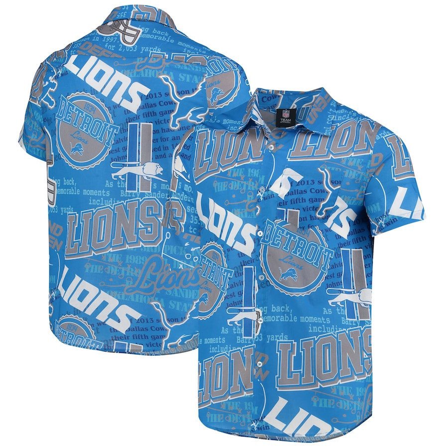 Detroit Lions Blue Thematic Hawaii Shirt Ha53866