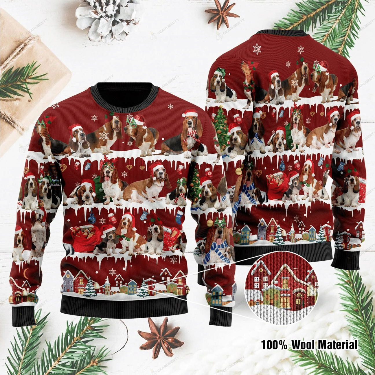 Basset Hound Christmas Ugly Sweater Hn141258