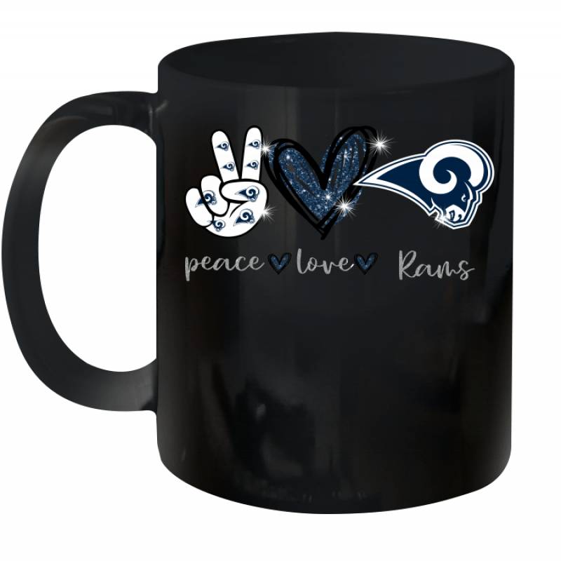 Peace Love Rams gift for Los Angeles Rams Fans Ceramic Mug 11oz