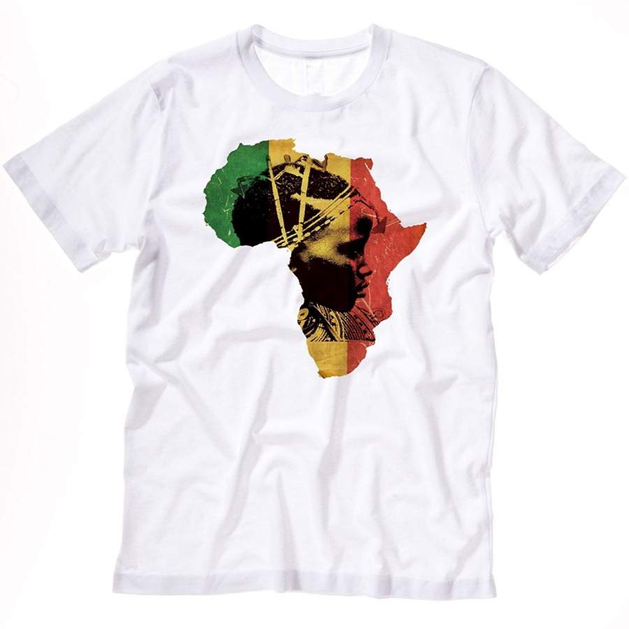 Africa T-Shirt African Map Cotton Tee Black History Haile Selassie I Jah Men’S Funny Cool T-Shirt