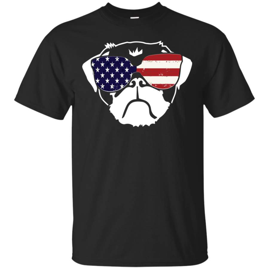 AGR Greate 4th Of July Patriotic Dog American Flag Celebration Party t shirt Cotton t shirt