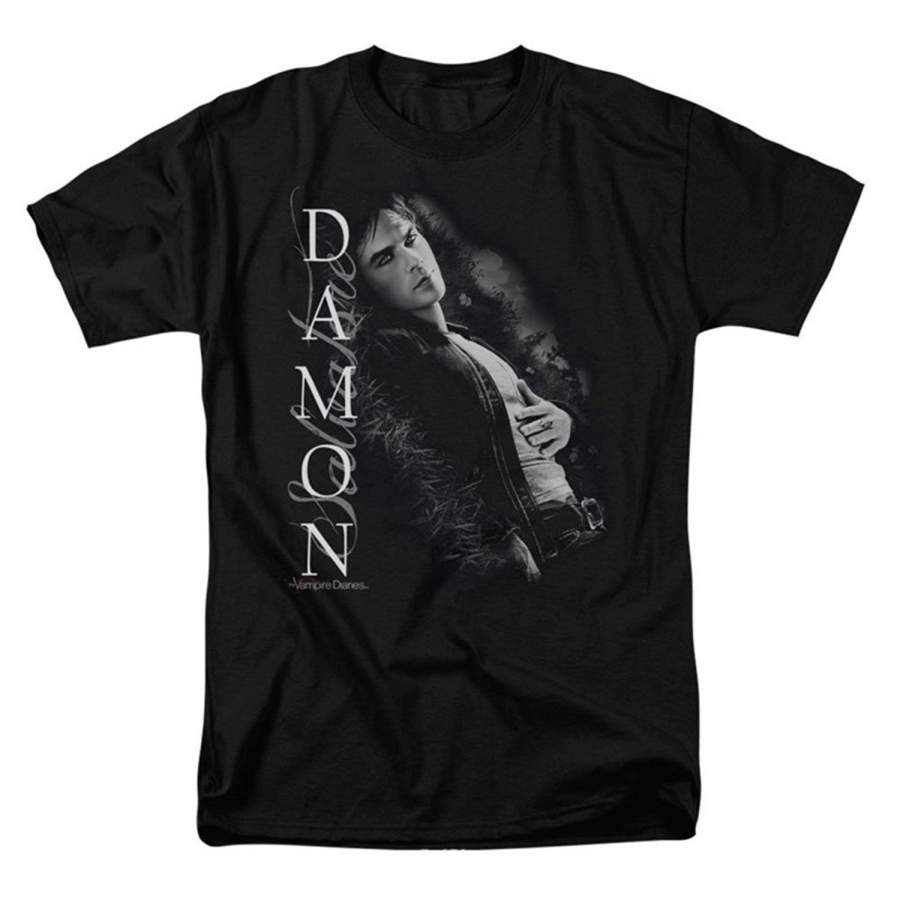 Mens Vampire Diaries Damon Besides Me Adult T-Shirt All Sizes Black