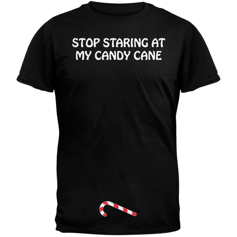 Stop Staring At My Candy Cane Black Adult T-Shirt