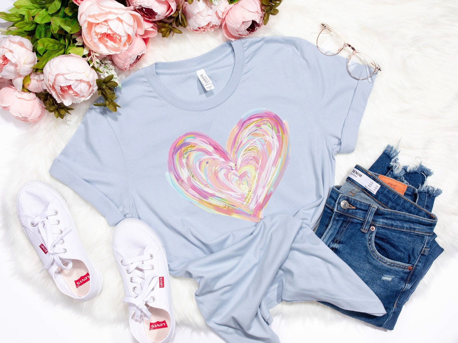 Colorful heart Shirt – Watercolor Heart Women’s T-Shirt – Watercolor Heart T-Shirt – Watercolor Heart – Valentine’s Day – Cute Heart Shirt