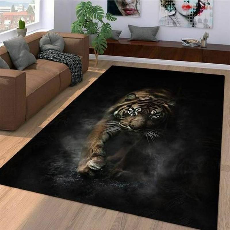 angry tiger Living room carpet Rug