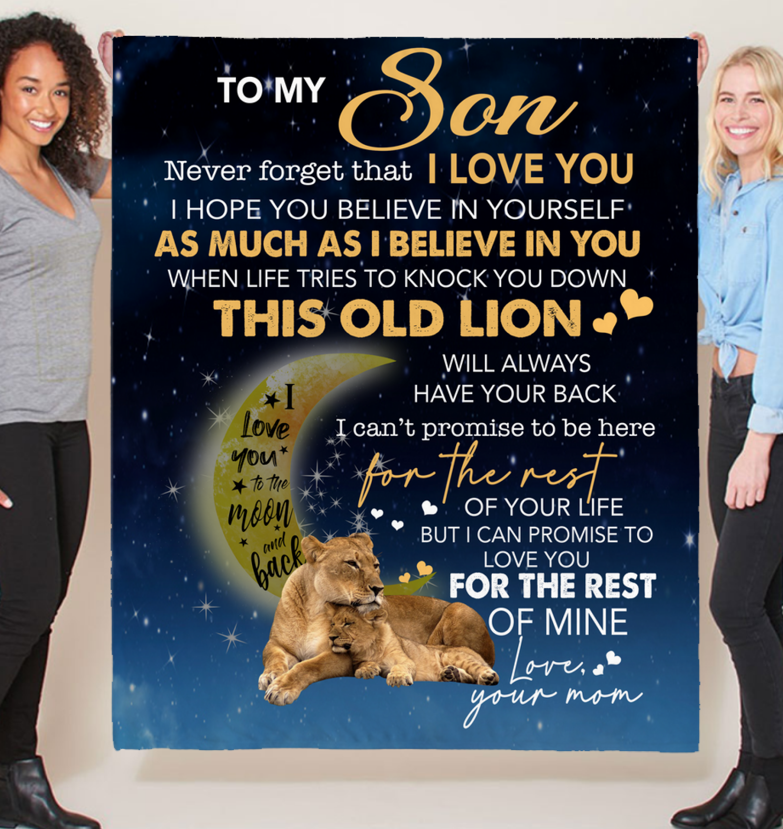 To My Son Never forget I Love You Mom Gift For Son Lion Black Fleece Blanket