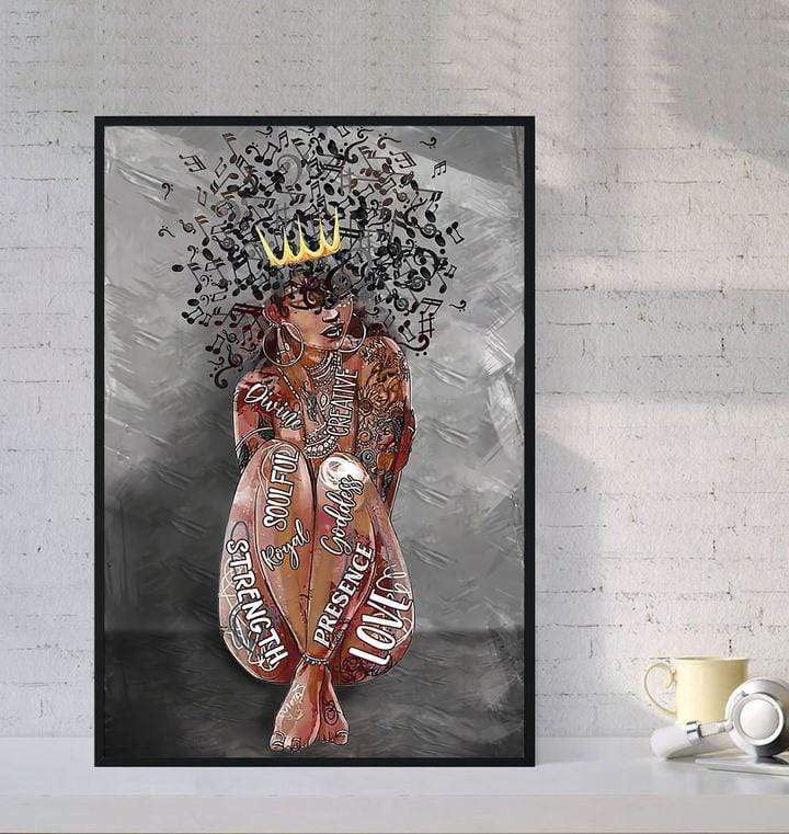 Amazing Strength Black Queen Music Note Canvas Wall Art Poster Print, Wall Art Canvas, Poster Canvas Wall Decor