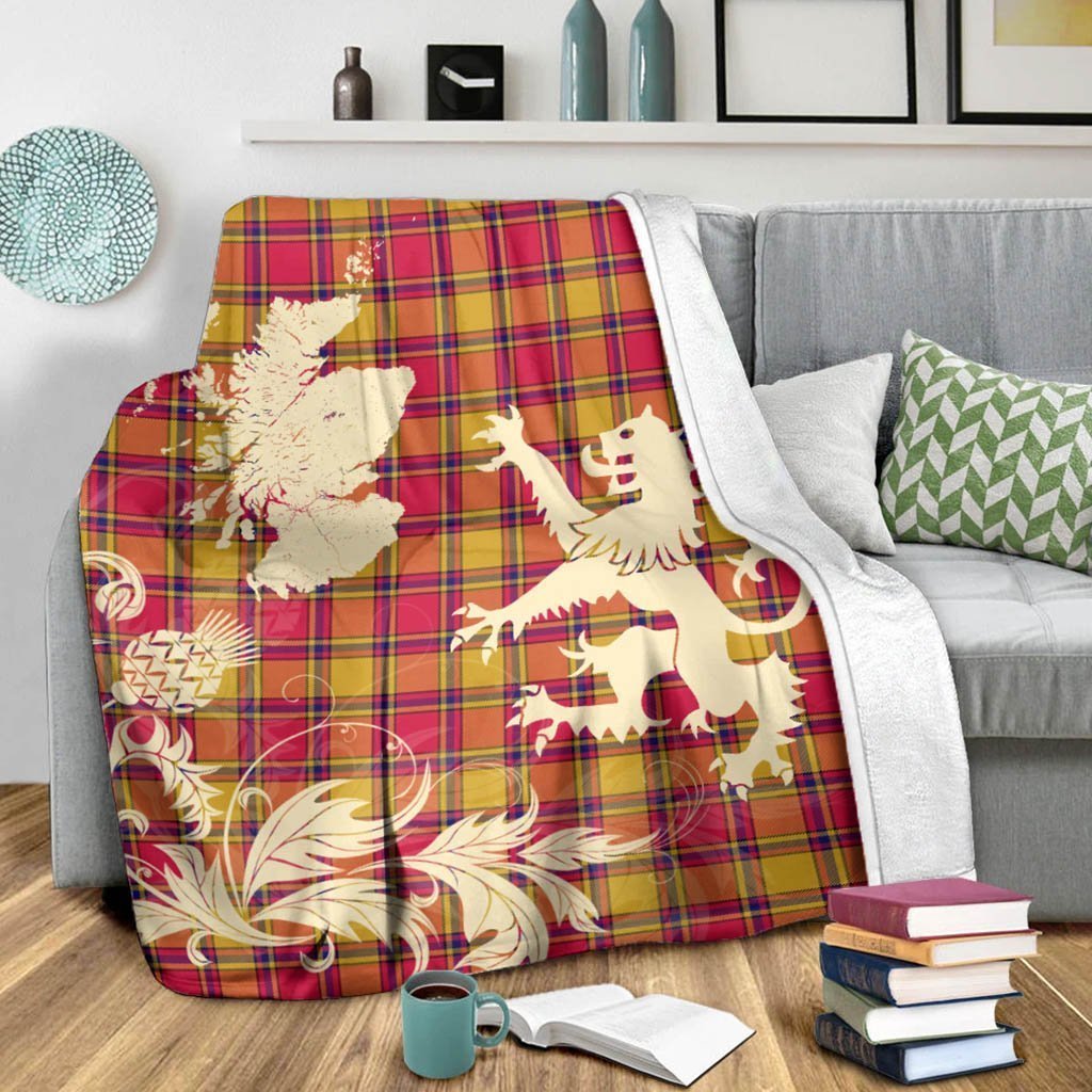 Tartan Blanket Scrymgeour Tartan Scotland Lion Thistle Map Plaid Blanket