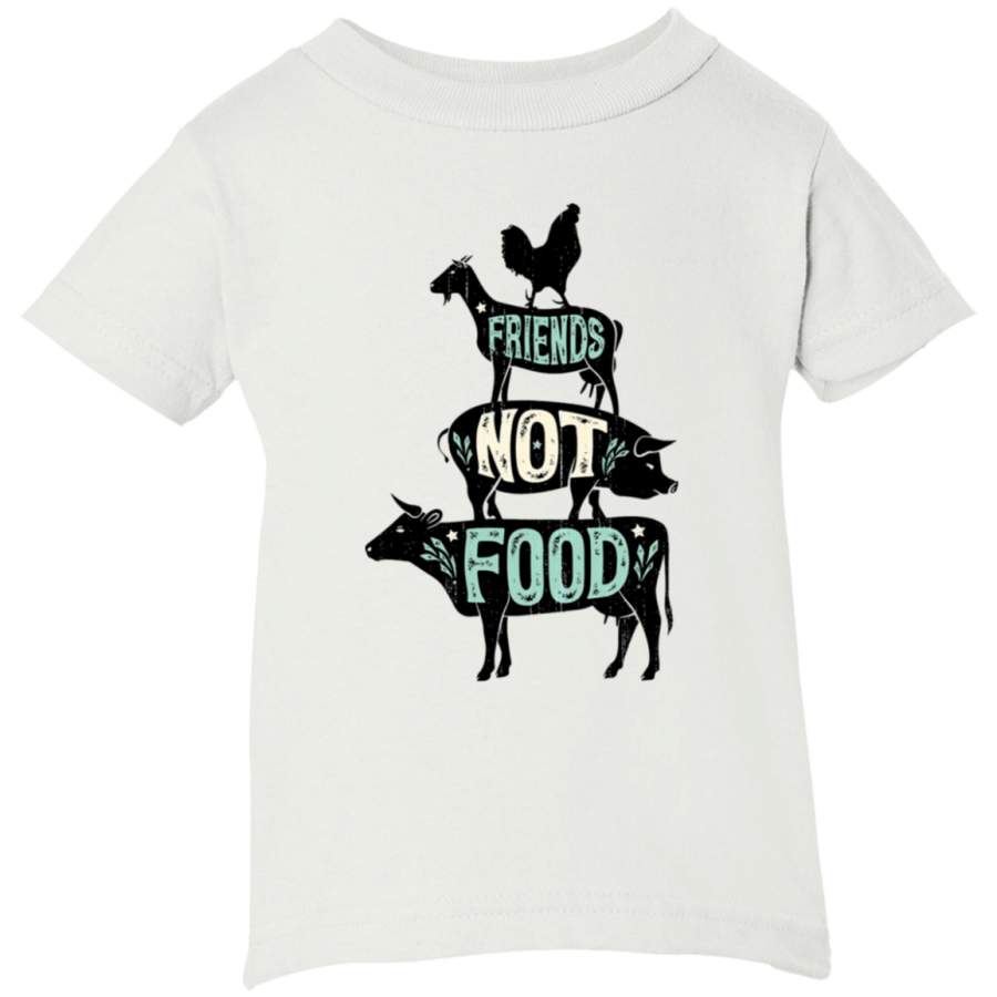 AGR Friends Not Food – Vegan Vegetarian Animal Lovers T-Shirt – Vintage Distressed_2 Infant Short Sleeve T-Shirt