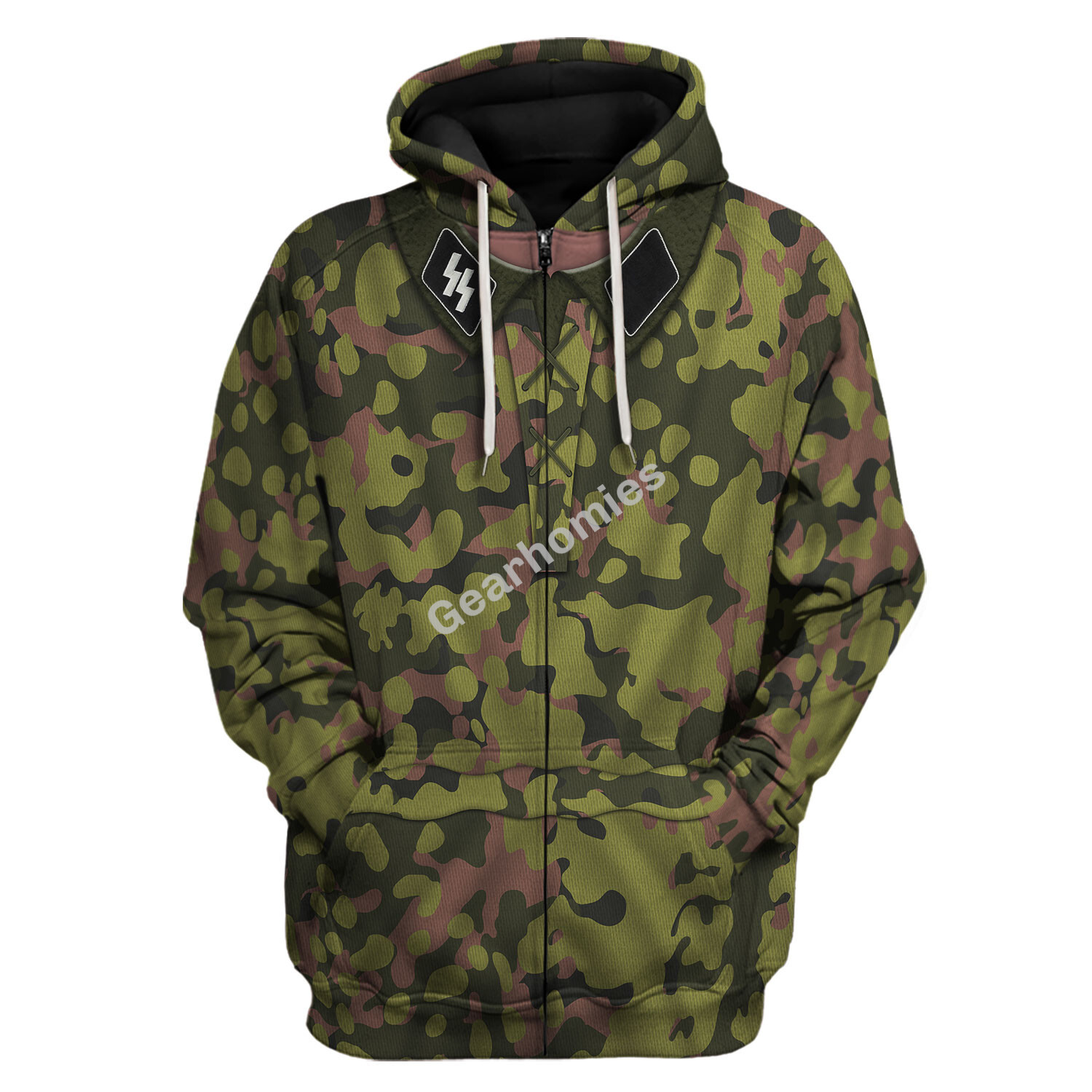 Waffen Ss Type Ii M42 Oakleaf A Smock Dark Variant Zip Hoodie