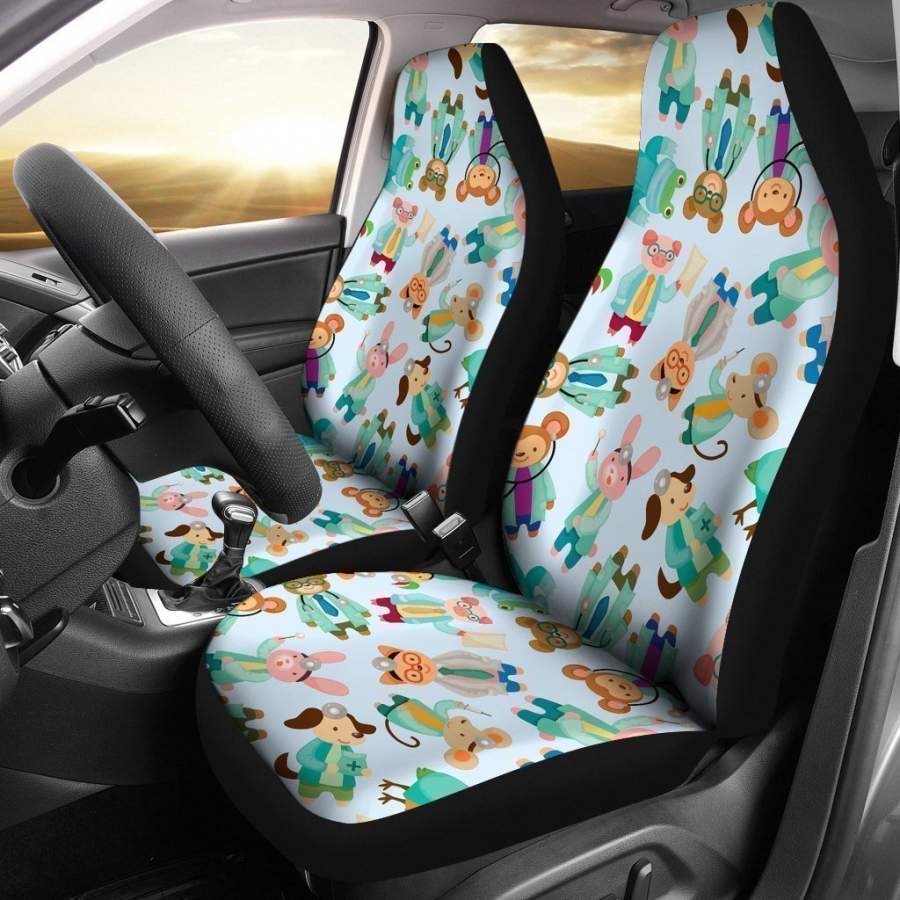 Animal Nurse Pattern Print Universal Fit Car Seat Covers