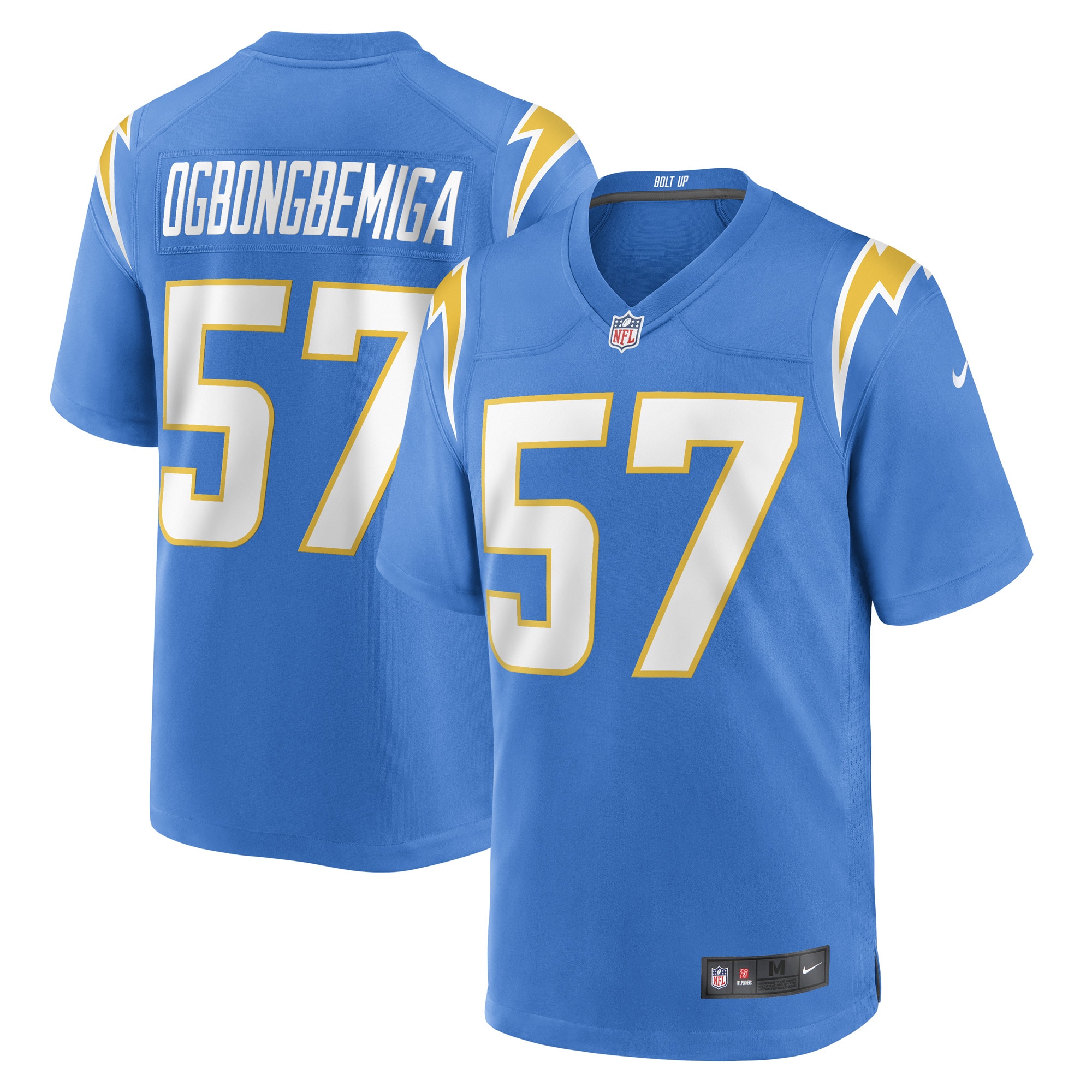 Men’s Los Angeles Chargers Amen Ogbongbemiga Powder Blue Game Player Jersey