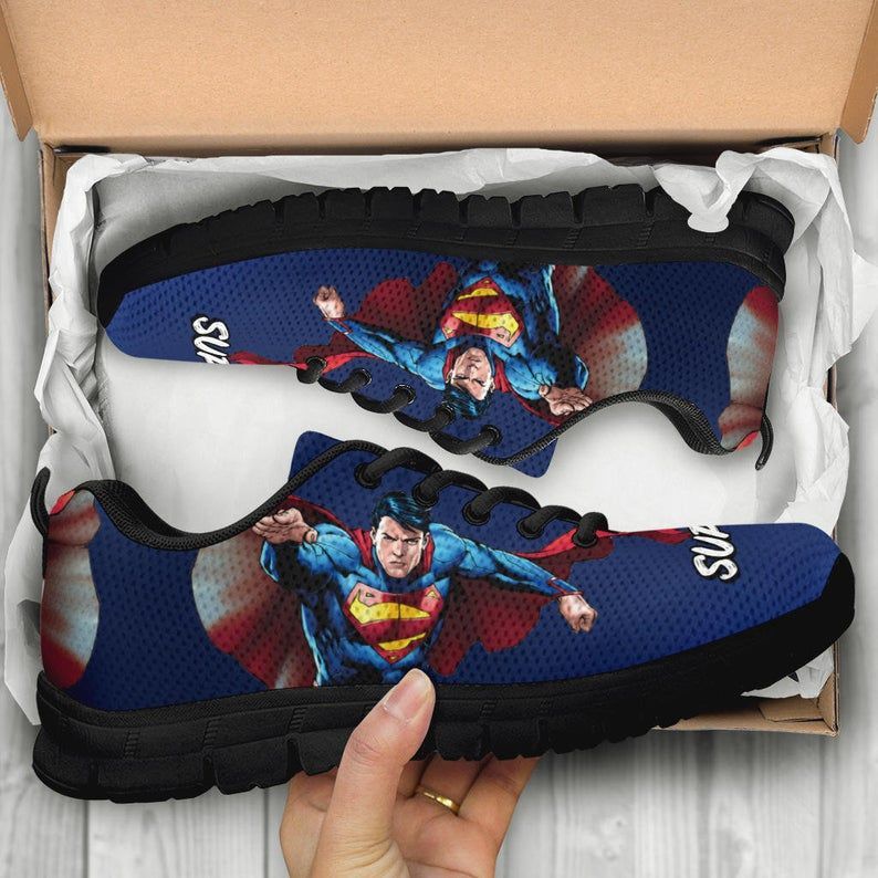 Superman Superhero  Moviescanvas Shoes Gift For Fan Black Shoes 52 Fly Sneakers