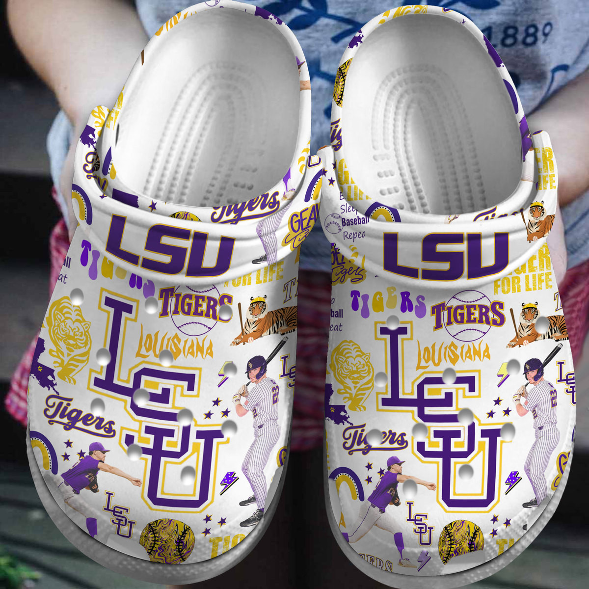 Premium LSU Geaux Tigers NCAA Sport Crocs Crocband Clogs Shoes Comfortable For Men Women and Kids 2