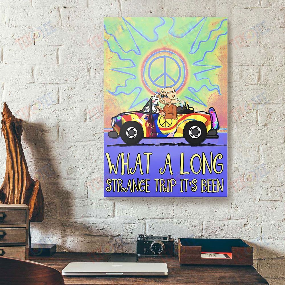 Canvas Wall Art What A Long Strange Trip Dog With Girl Hippie Wall Art Canvas Wall Art Home Decoration