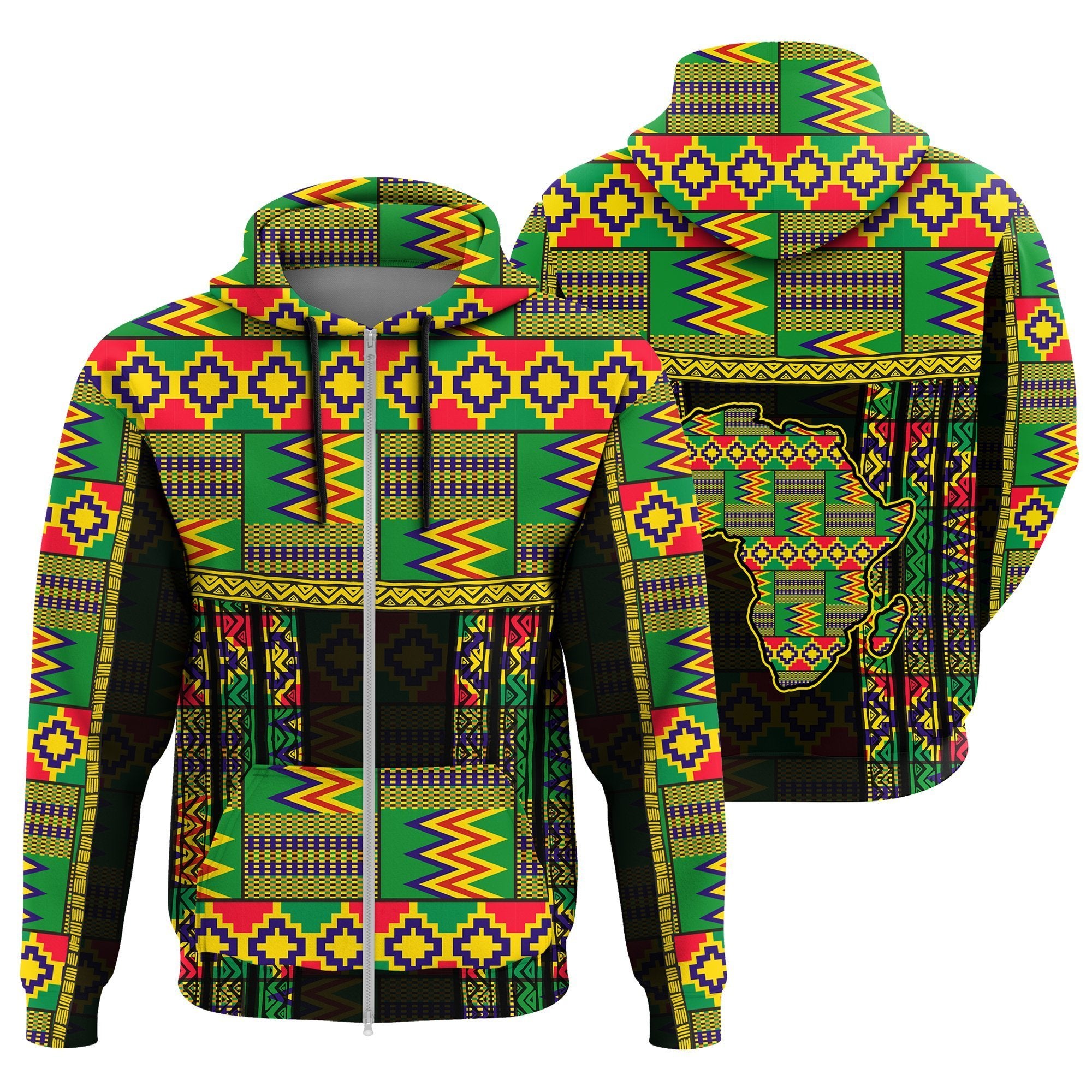 Greek Life Hoodie – Reggae Golden Kente Zip Hoodie