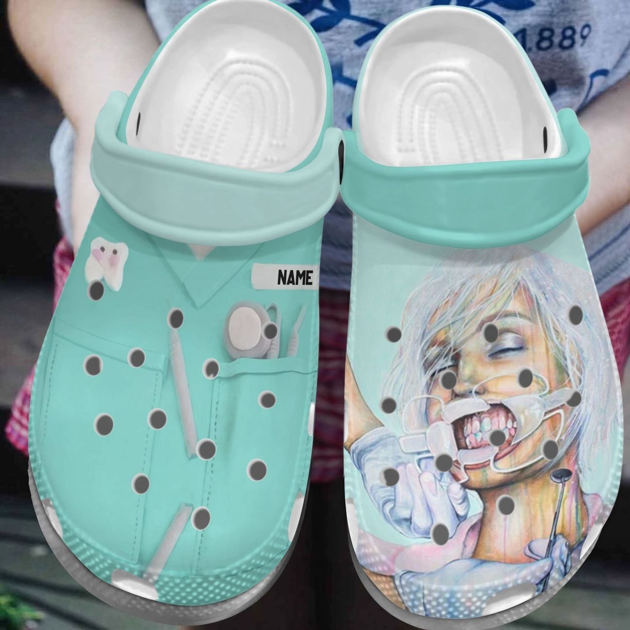 Dentist Personalized Personalize Clog, Custom Name, Text, Fashion Style For Women, Men, Kid, Print 3D My Dental Life