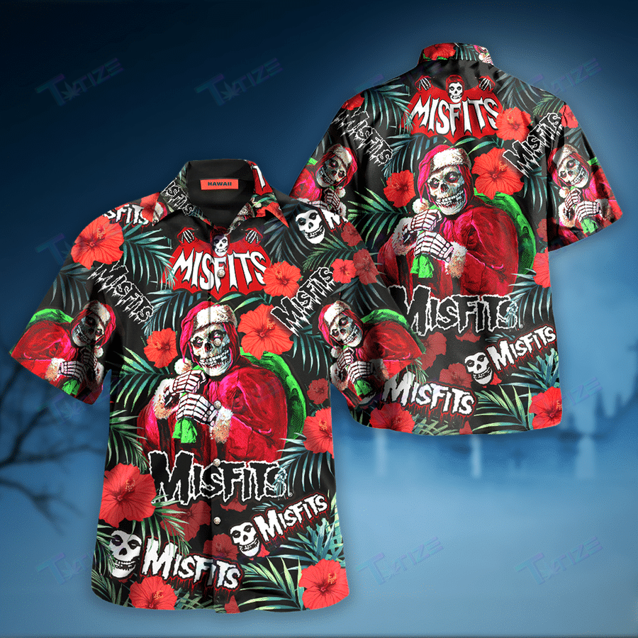 Misfits Skull Santa Christmas All Over Printed Hawaii Shirt Size S Ha90785