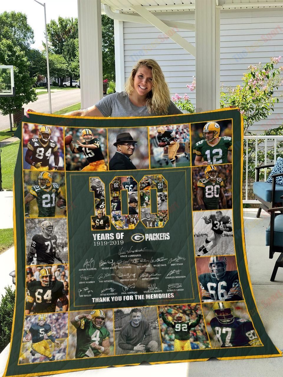 Green Bay Packers 100 Years Thank You For Memories 100 Cotton Fabric Ds0 07338 Fleece Quilt Blanket Personalized Home Decor