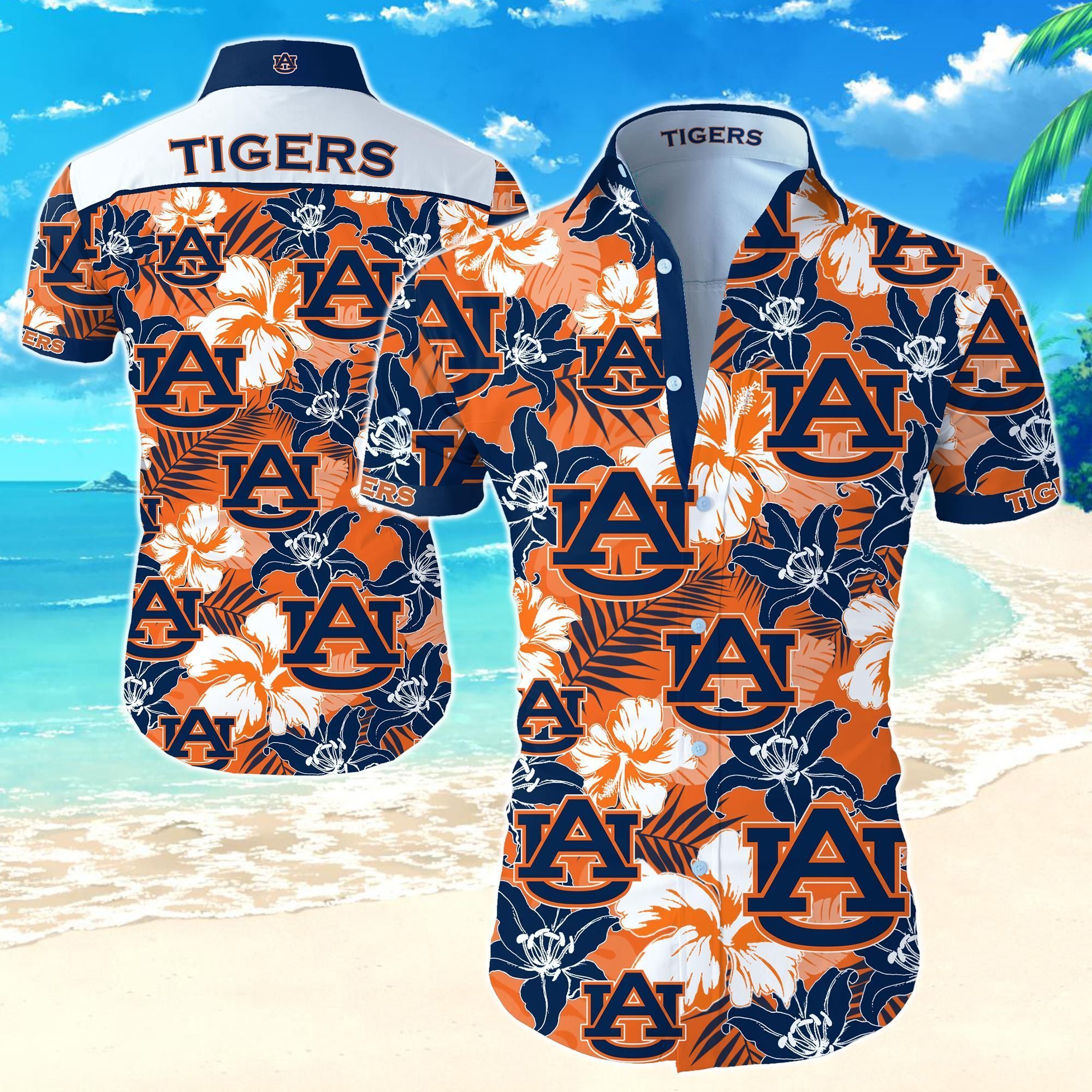 Auburn Tigers Hawaii Shirt Summer Button Up For Men Beach Wear Short Sleeve Ha97406