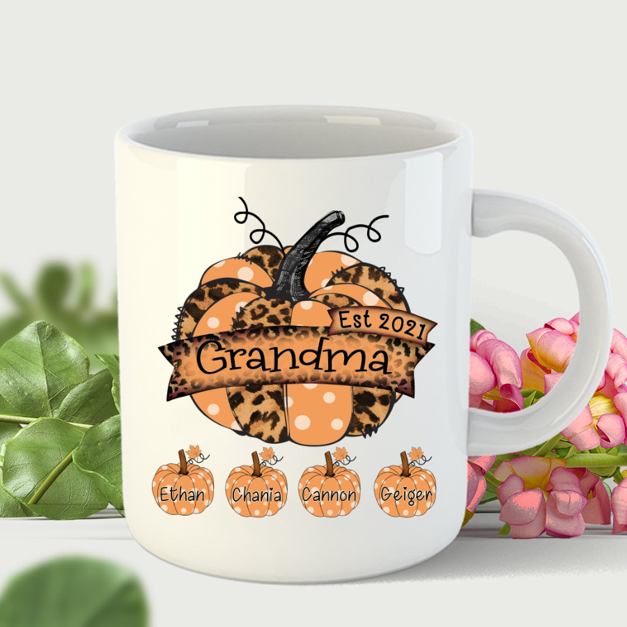 Grandma Est Pumpkin Leopard Mug