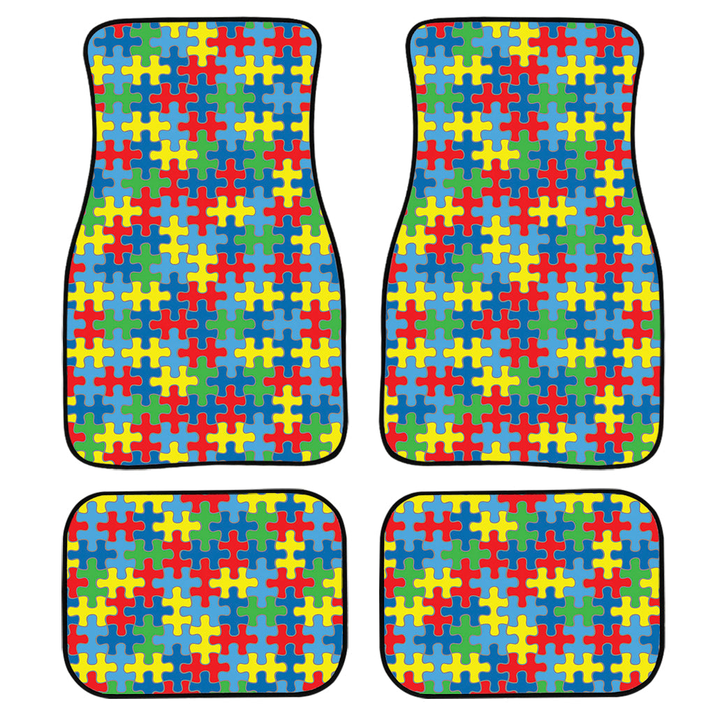 Autism Awareness Jigsaw Print Front And Back Car Floor Mats, Front Car Mat