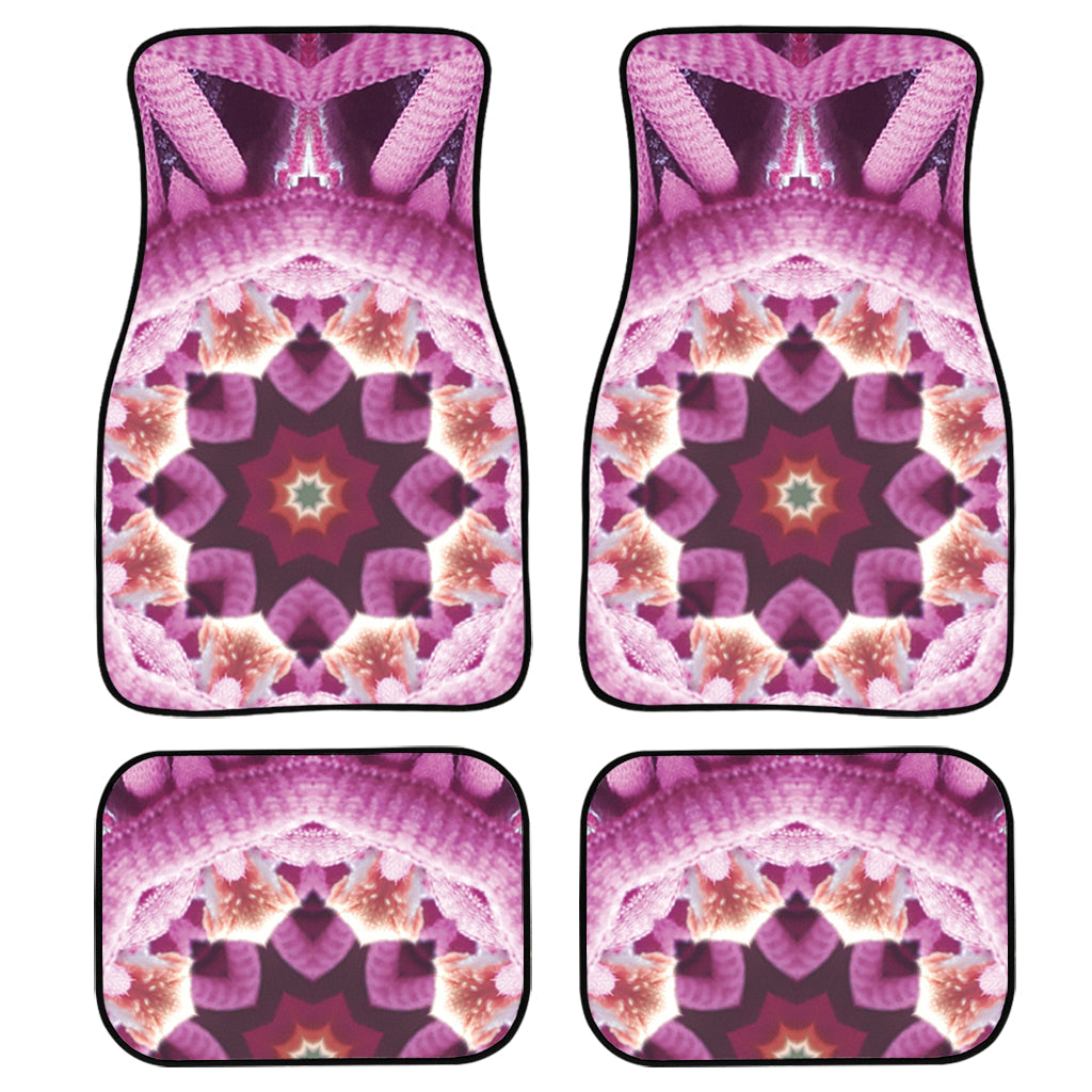 Pink Kaleidoscope Print Front And Back Car Floor Mats, Front Car Mat