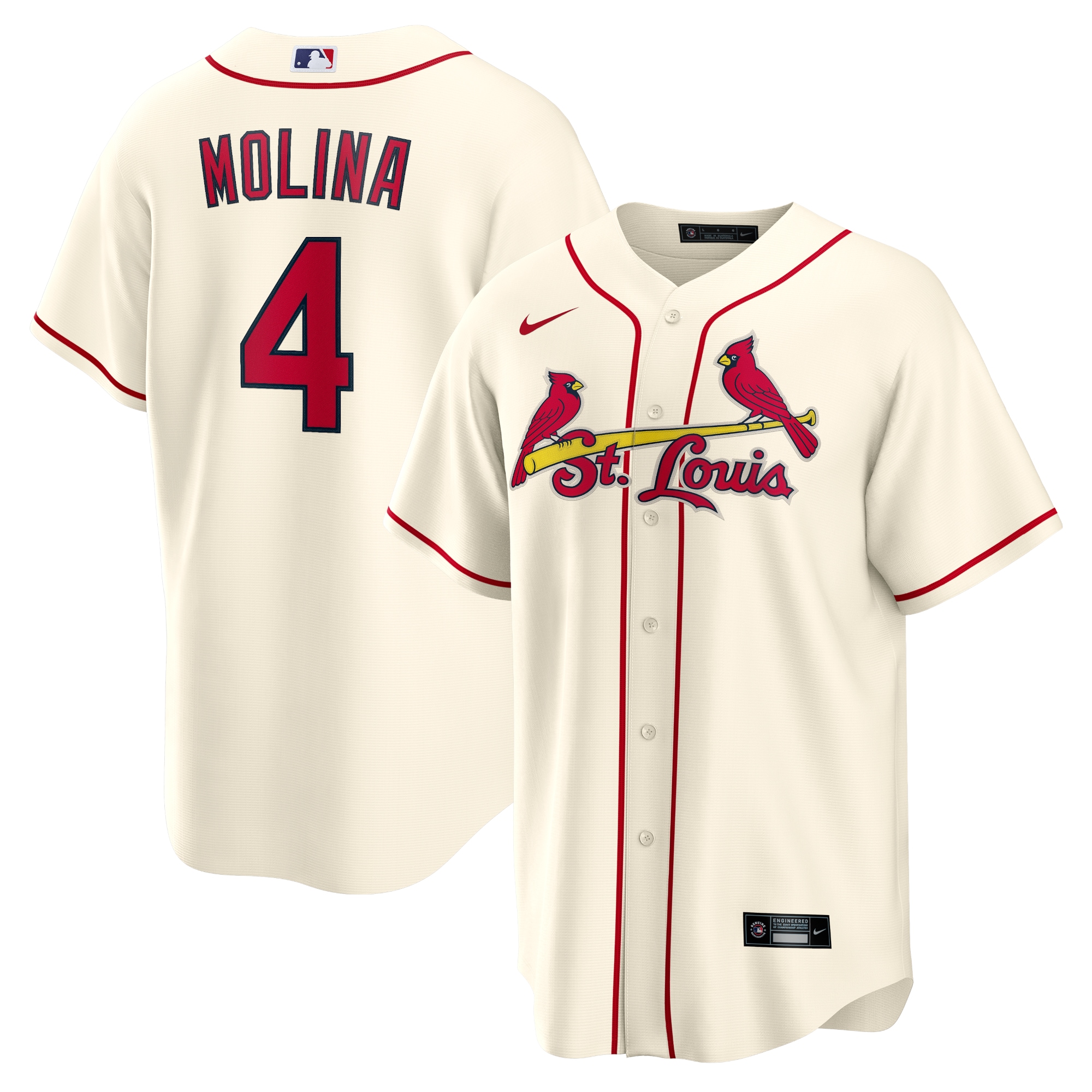 Men’s St. Louis Cardinals Yadier Molina Cream Alternate Player Name Jersey