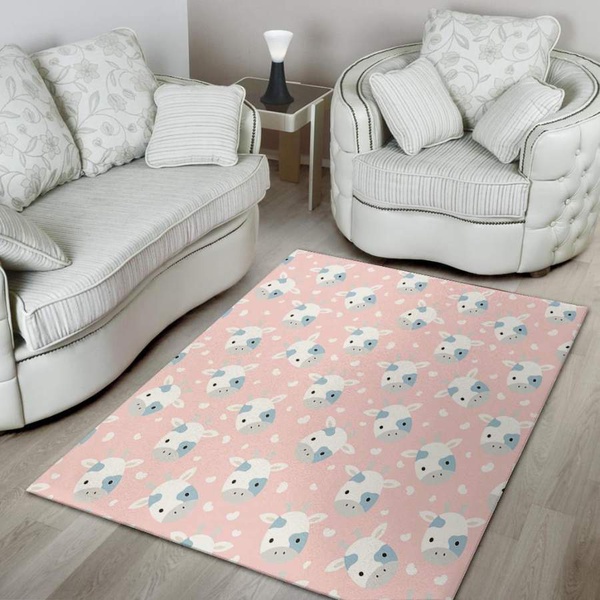 Cartoon Cow Print Area Rug