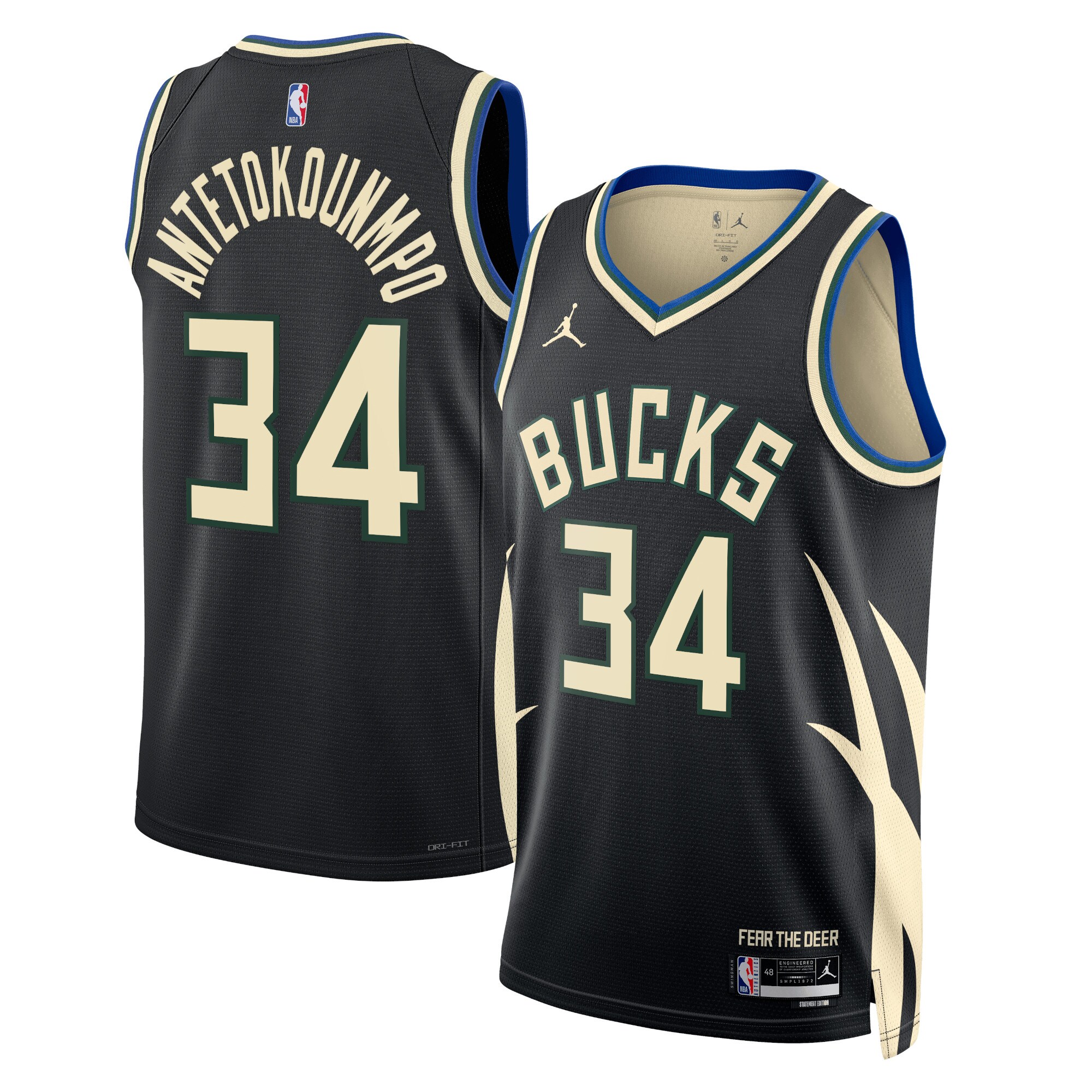 Milwaukee Bucks Jordan Statement Edition Swingman Jersey – Black – Giannis Antetokounmpo – Unisex