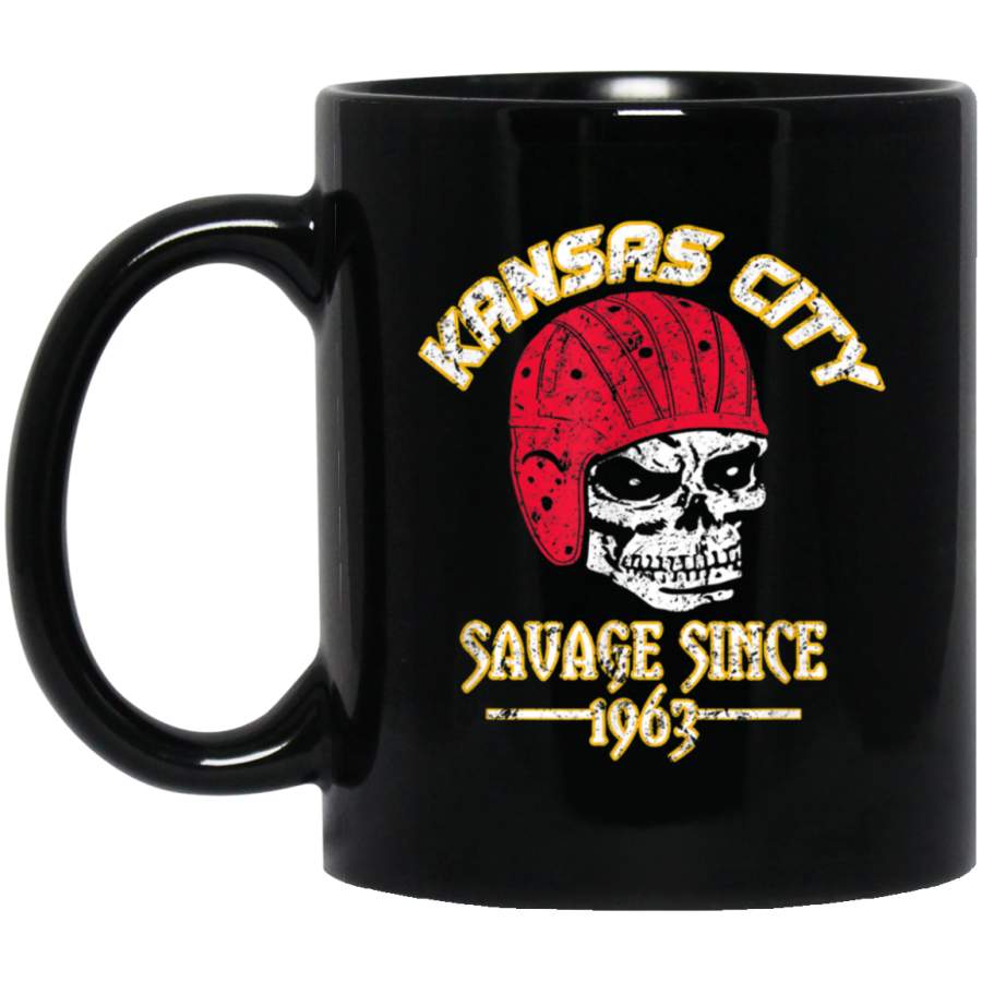 Kansas City Since 1963 Savage Skull Throwback Football Mug Mug