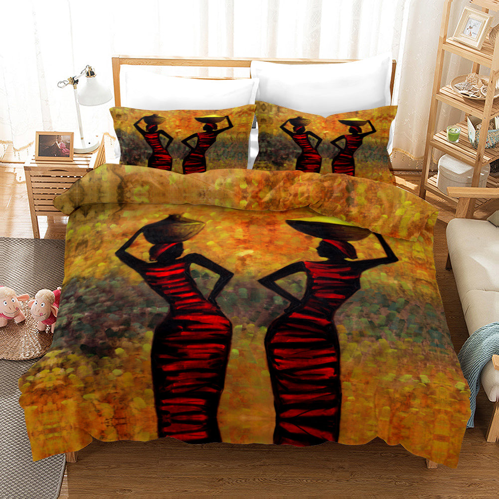 3D African Women Quilt Cover Set Bedding Set Pillowcases 163