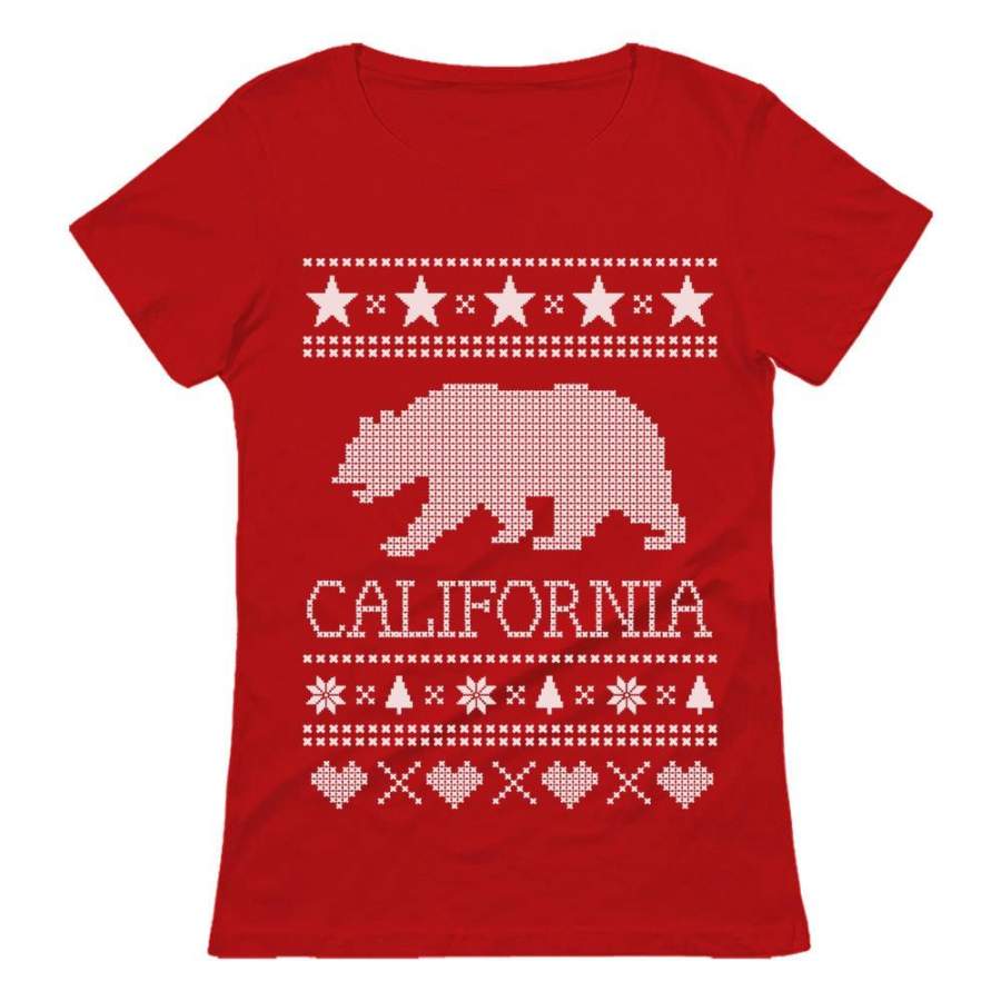 Cali Bear – California Republic Ugly Christmas Sweater Women T-Shirt