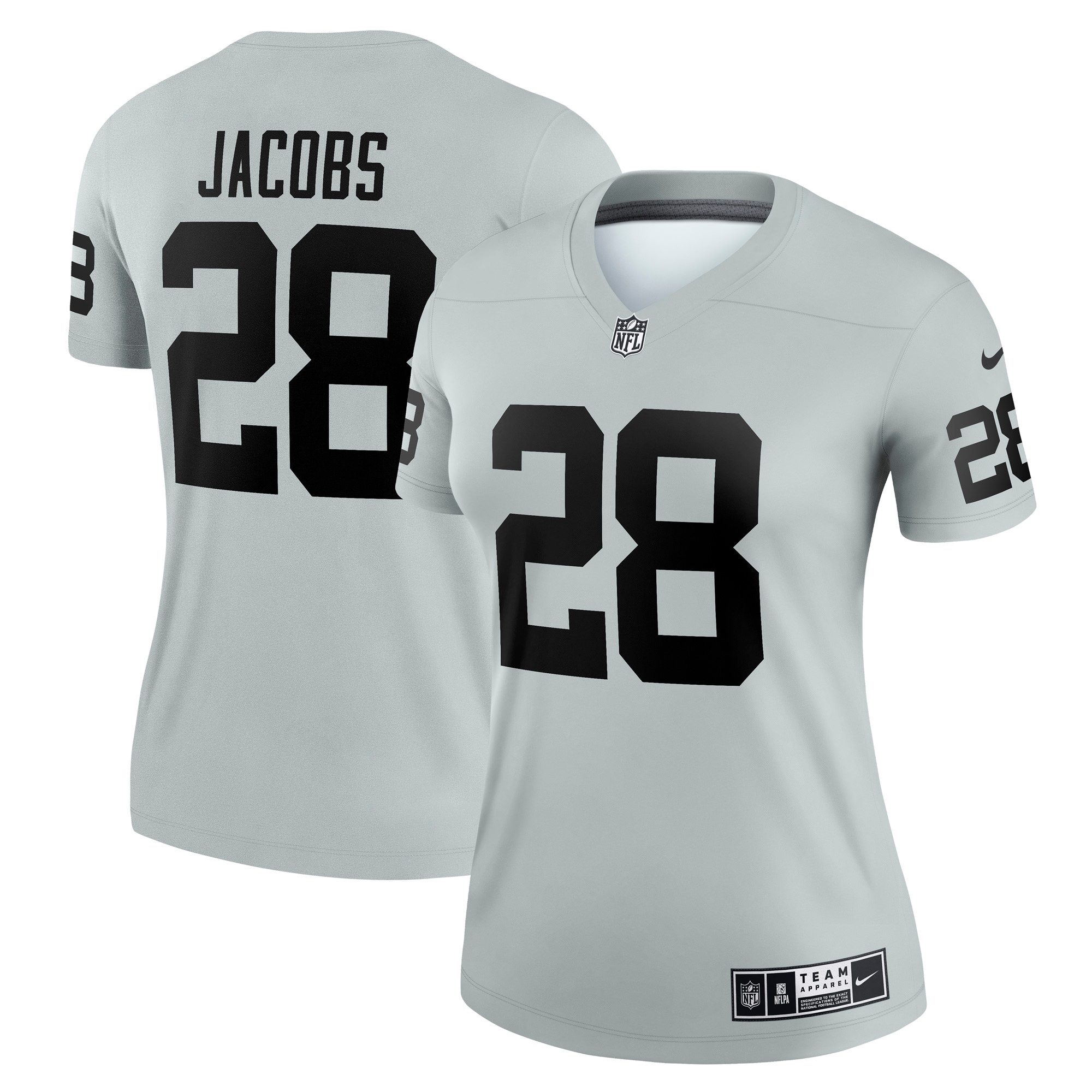 Women’s Las Vegas Raiders Josh Jacobs Silver Inverted Legend Jersey