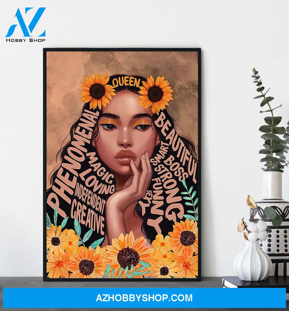 Black Girl Magic Black Queen Sunflower Black Woman Poster Canvas