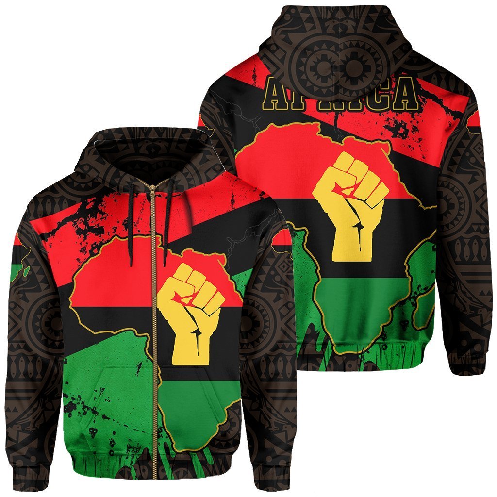 Greek Life Hoodie – Africa Black Power Map Hoodie (Zipper) My Blood