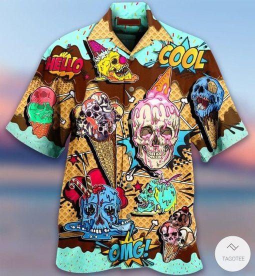 Felacia Ice Cream So Cool Skull Hawaii Aloha Shirt Ha111087