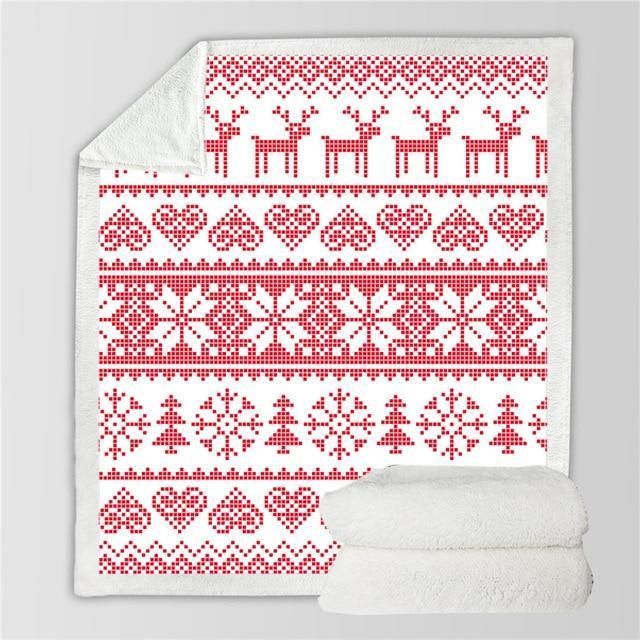 X-Mas Simple Red Pattern Blanket Christmas Decoration Ideas