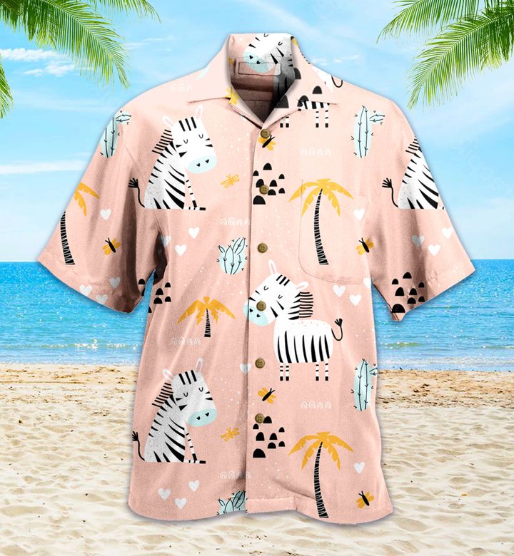 Cute Zebras Palm Pink Hawaii Shirt Ha85547