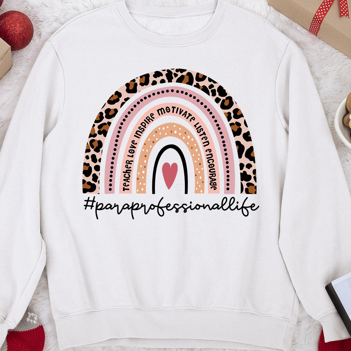 Boho Leopard Rainbow Teach Love Inspire Paraprofessional – Standard Crew Neck Sweatshirt