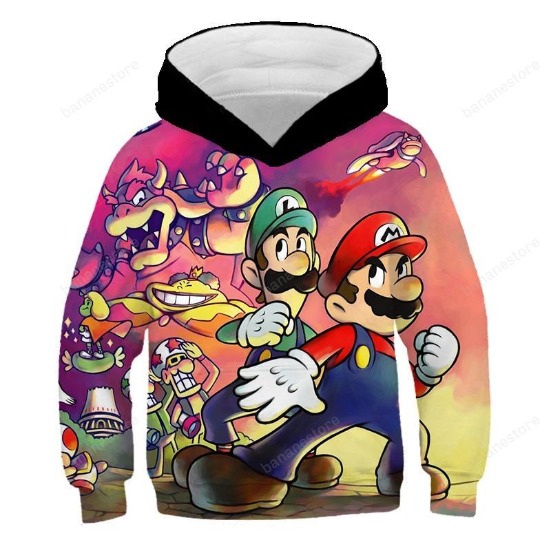 2021 Spring And Autumn Fashion Hoodie Sweater 3D Printing Mario And Sonic Cute Cartoon Boy And Girl Sweatshirt 4T-14T