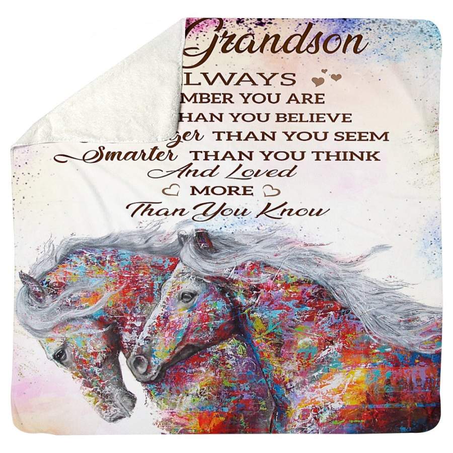 Horse To My Grandson I Love You Forever And Always Sherpa Blanket