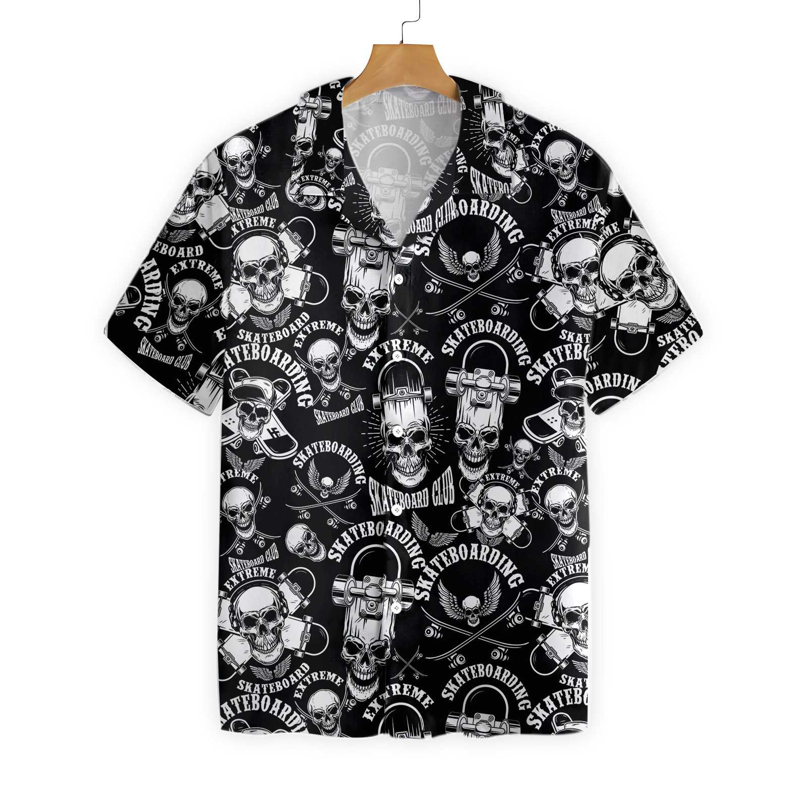 Skateboard Emblems In Monochrome Style Hawaii Shirt Ha51369