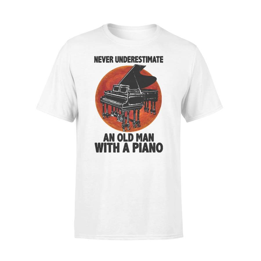 Never Underestimate An Old Man With A Piano Blood Moon T-shirt