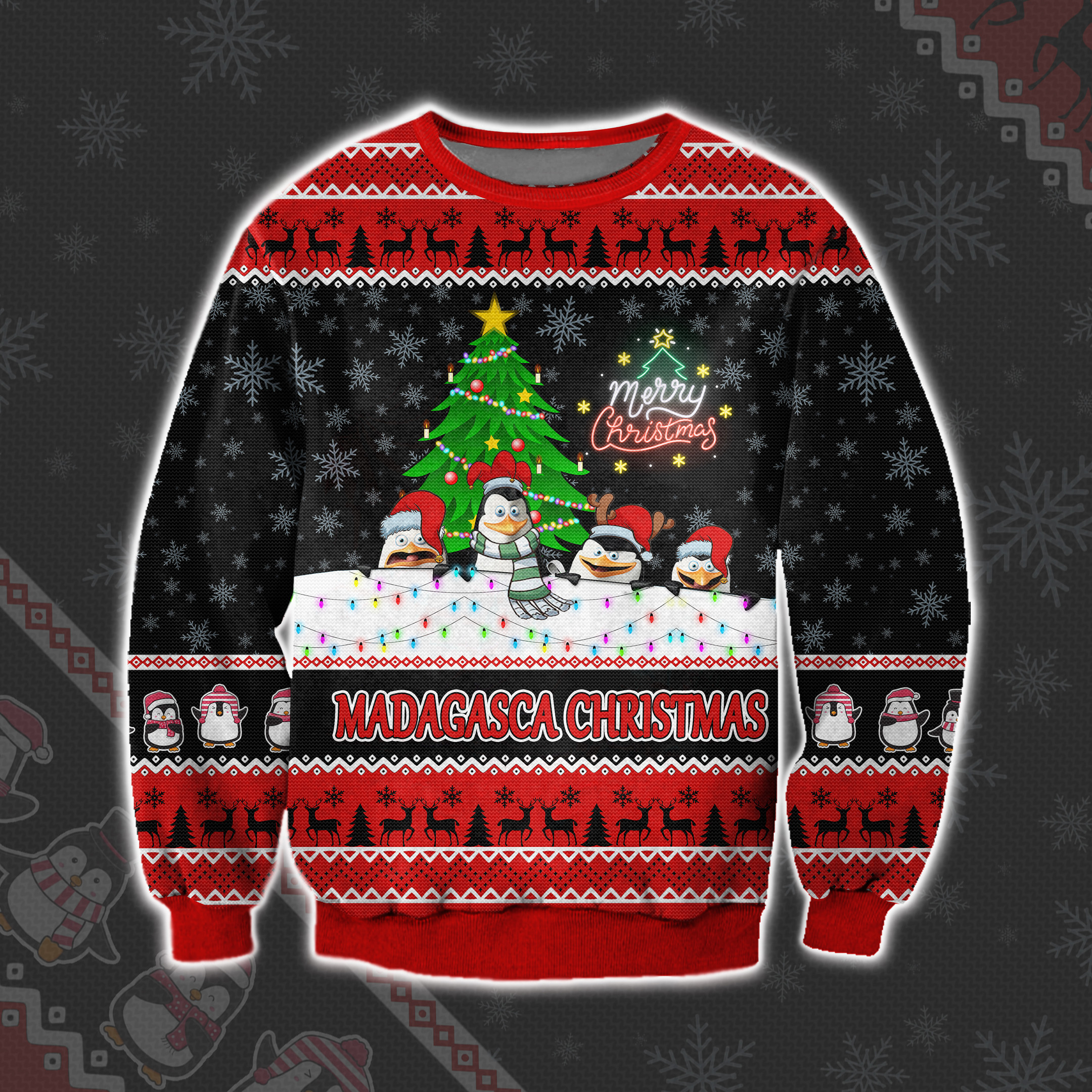 Penguin Of Madagasca Merry Xmas Ugly Christmas Sweater