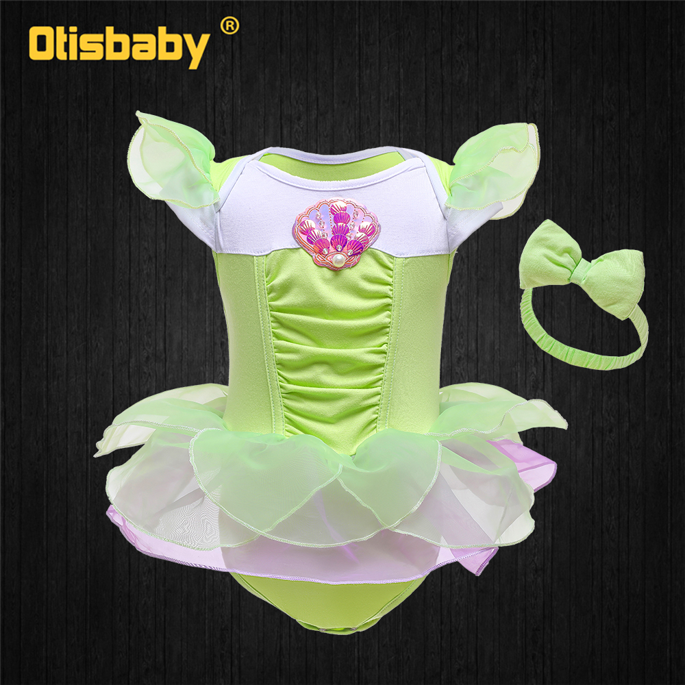 1 2 Years Baby Girls Halloween Tinker Bell Costume Newborn Princess Elsa Dress Up Snow White Puff Sleeve Romper Bow Headband alx