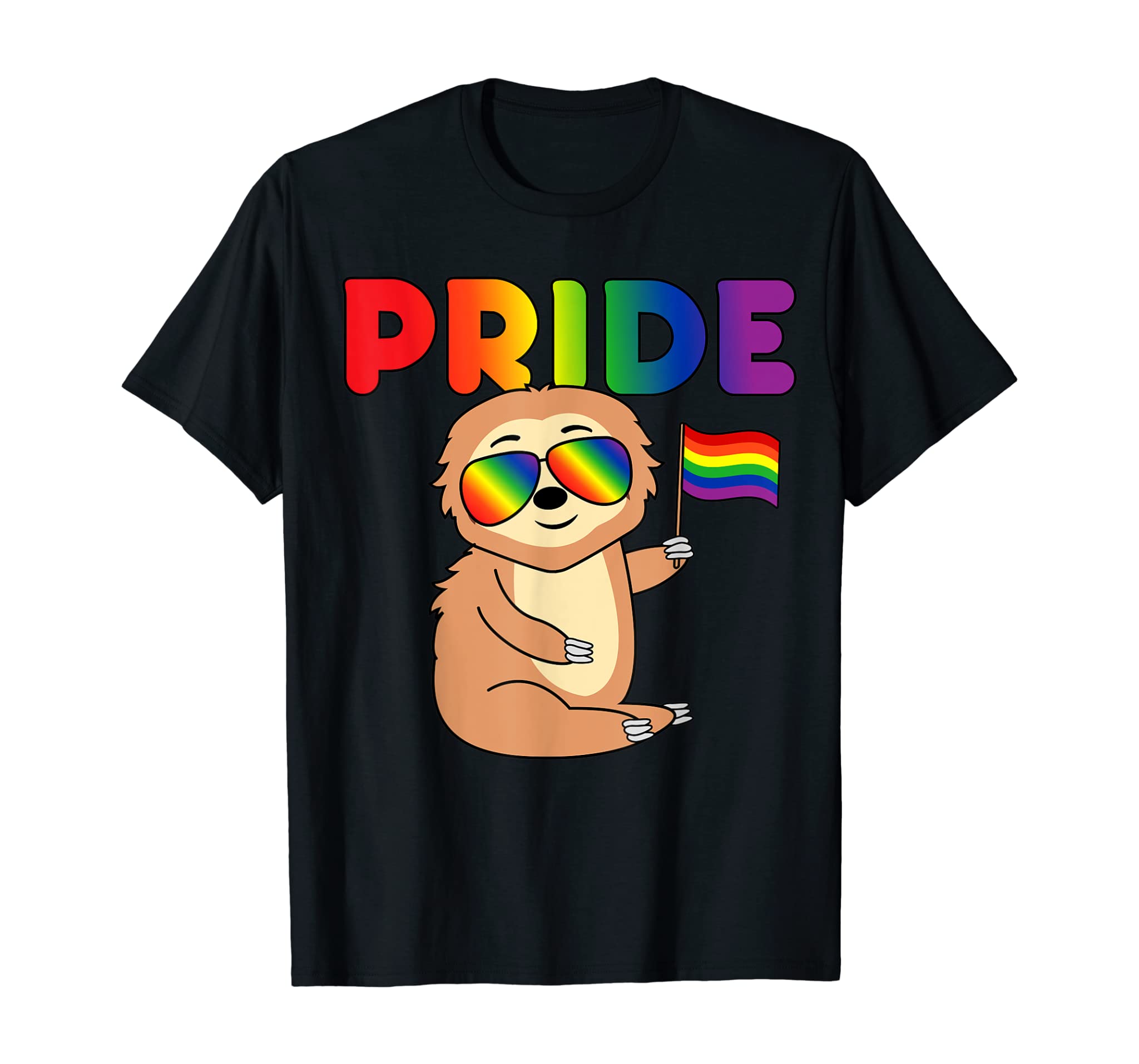 Sloth Gay Pride Rainbow Flag Proud Lgbtq Cool Lgbt Ally Gift T-Shirt