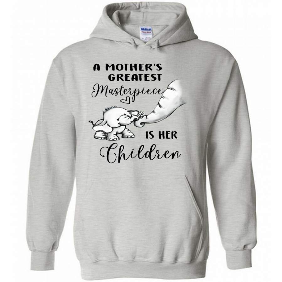 A Mother Greatest Masterpiece Is Her Children, Elephant Mother’s Day Gift – Gildan Heavy Blend Hoodie