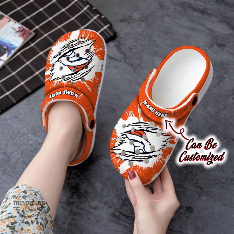 Broncos Personalized DBroncos Football Ripped Claw Clog Shoes