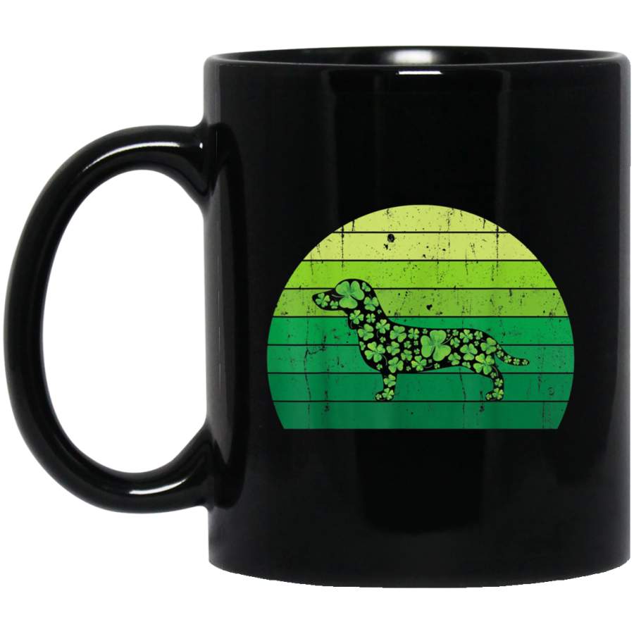 Vintage Dog Dachshund Shamrock Clover Irish Gifts Men Women Mug